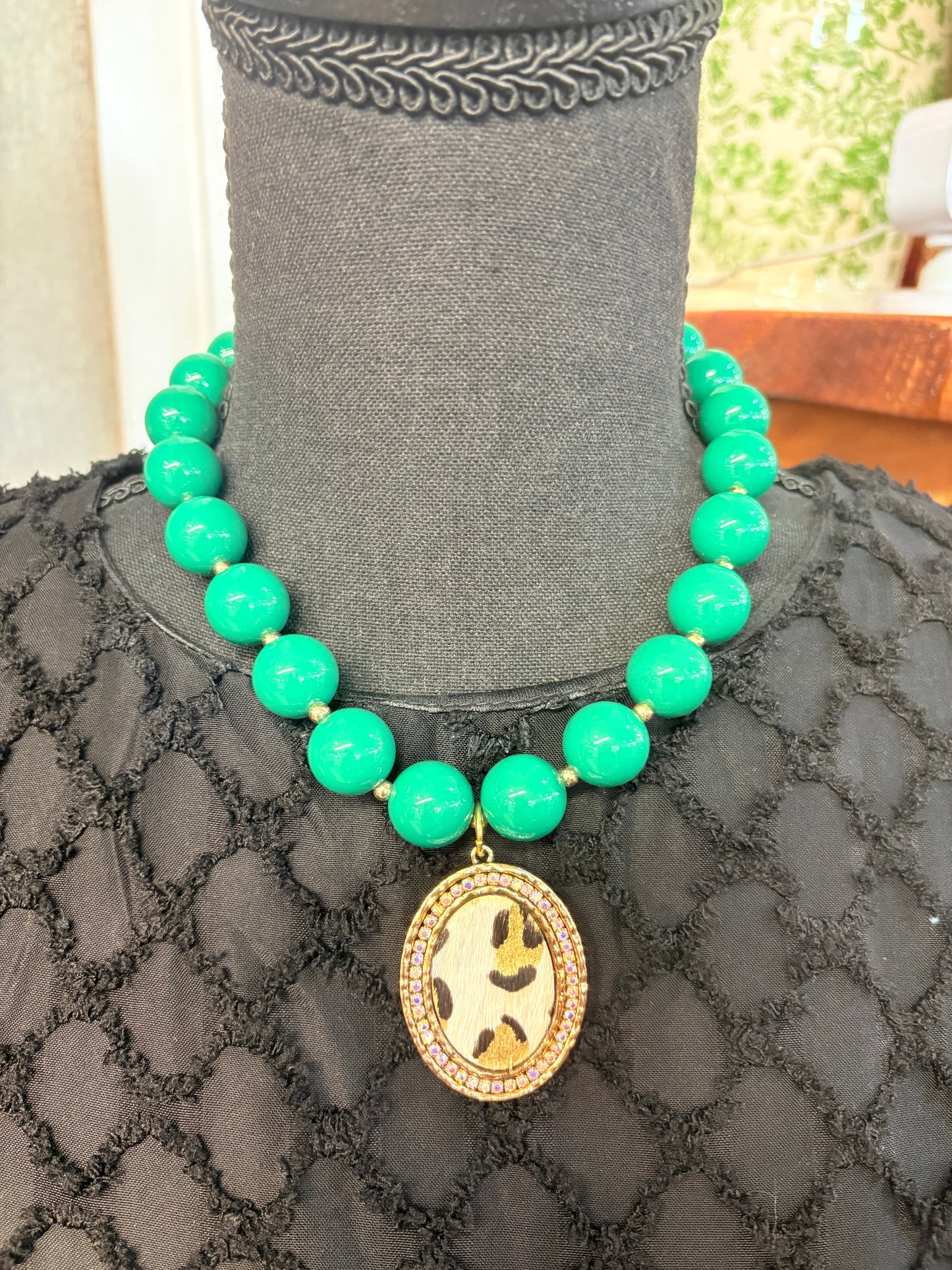 Emerald Leopard Statement Necklace