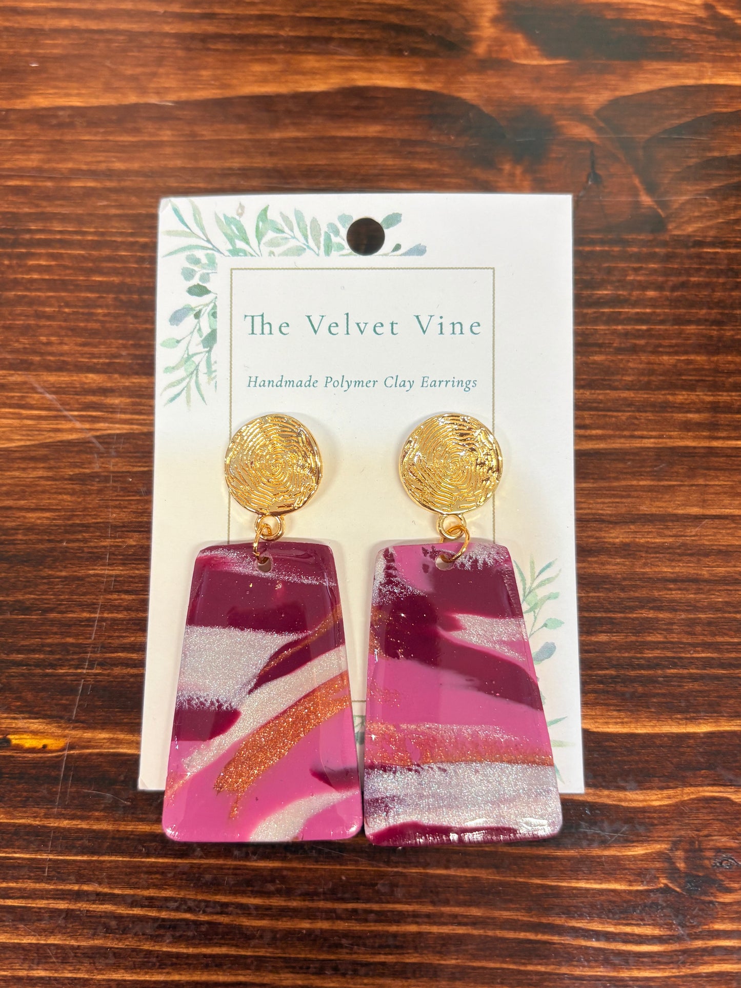 Berry Swirl Rectangle Earrings
