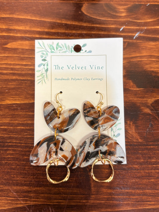 Mocha Marble Statement Earring