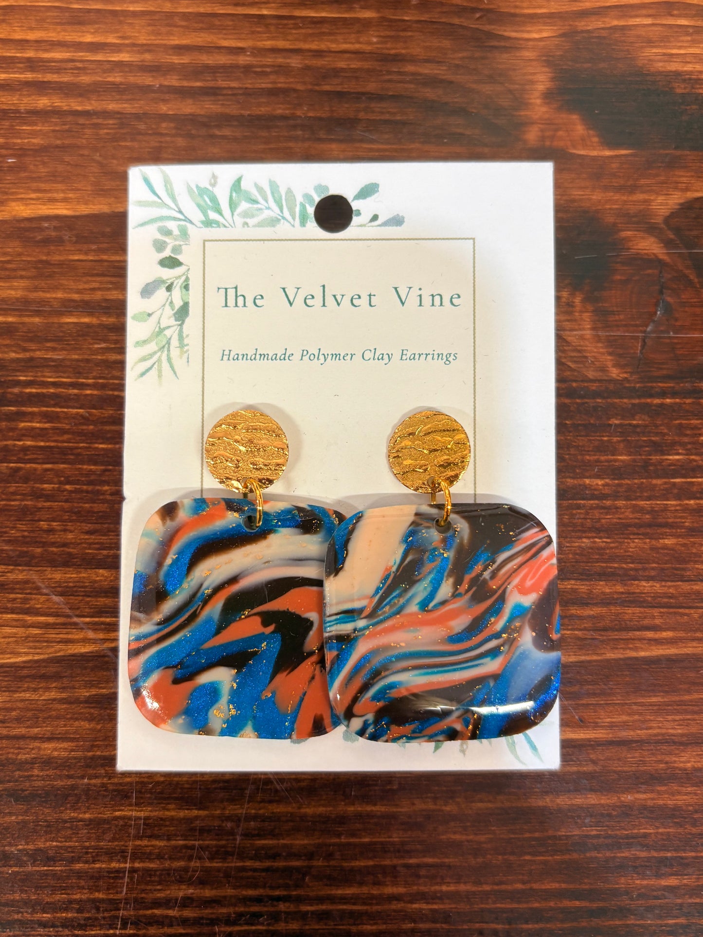 Sunset Swirl Square Earrings