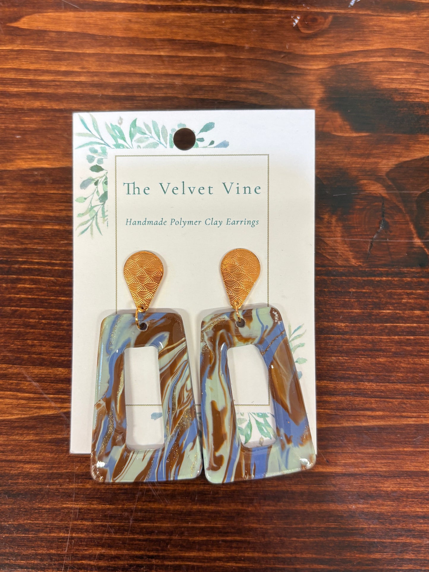 Blue Ridge Marble Rectangle Earrings