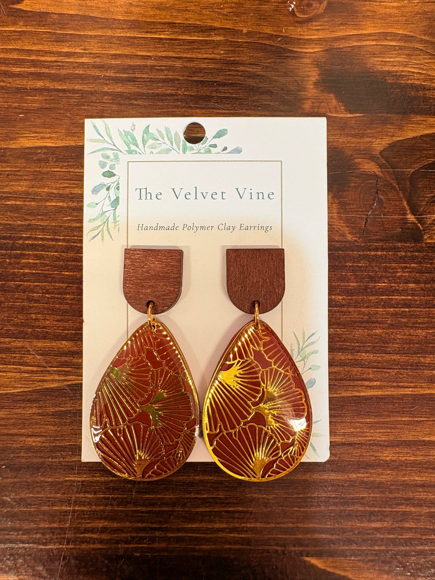 Golden Fern Teardrop Earrings