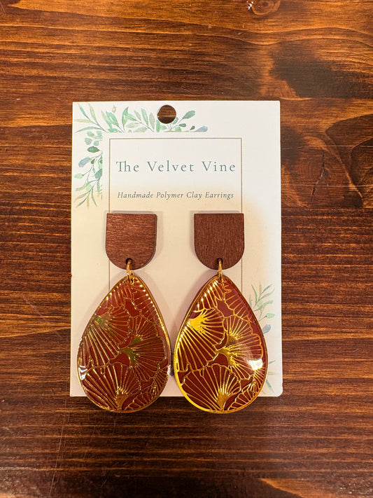 Golden Fern Teardrop Earrings