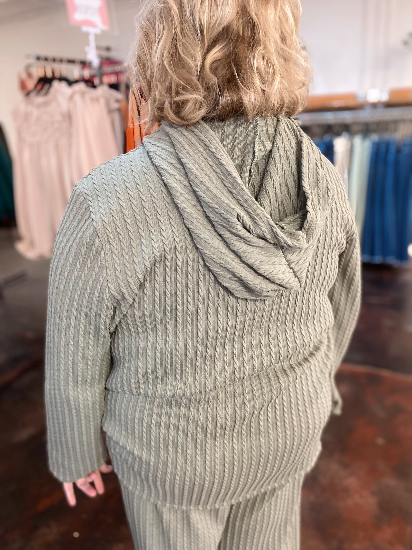 Plus Sage Cable Knit Top