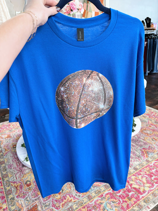 Blue Glitter Basketball Tee