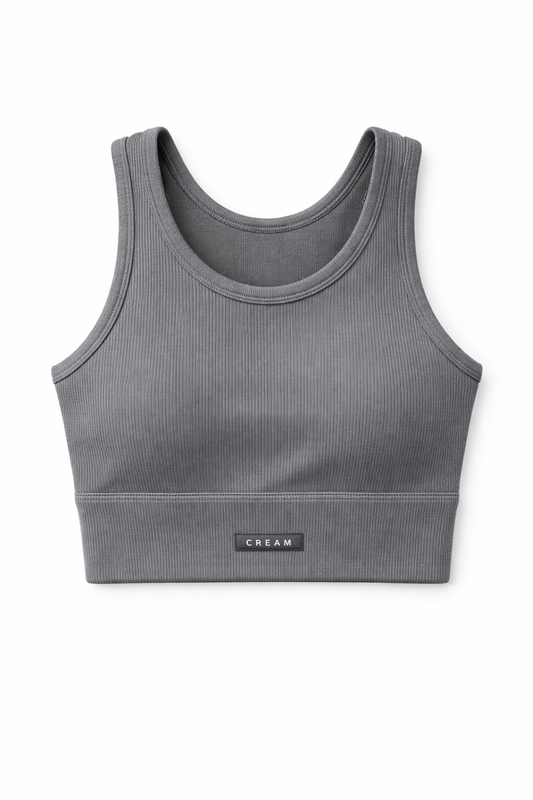 Cream Yoga Gray Workout Top