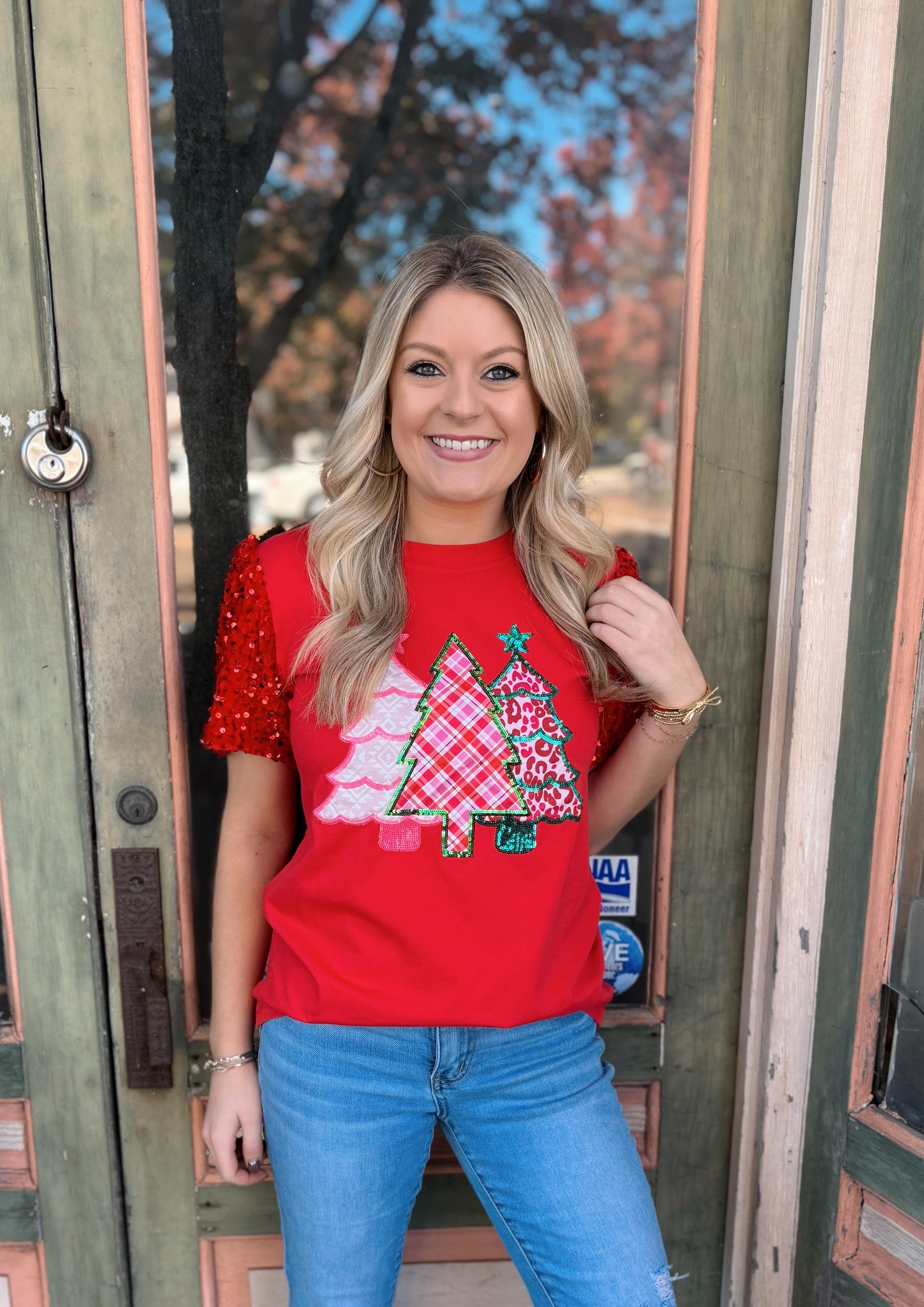 Red Sequin Christmas Tree Tee