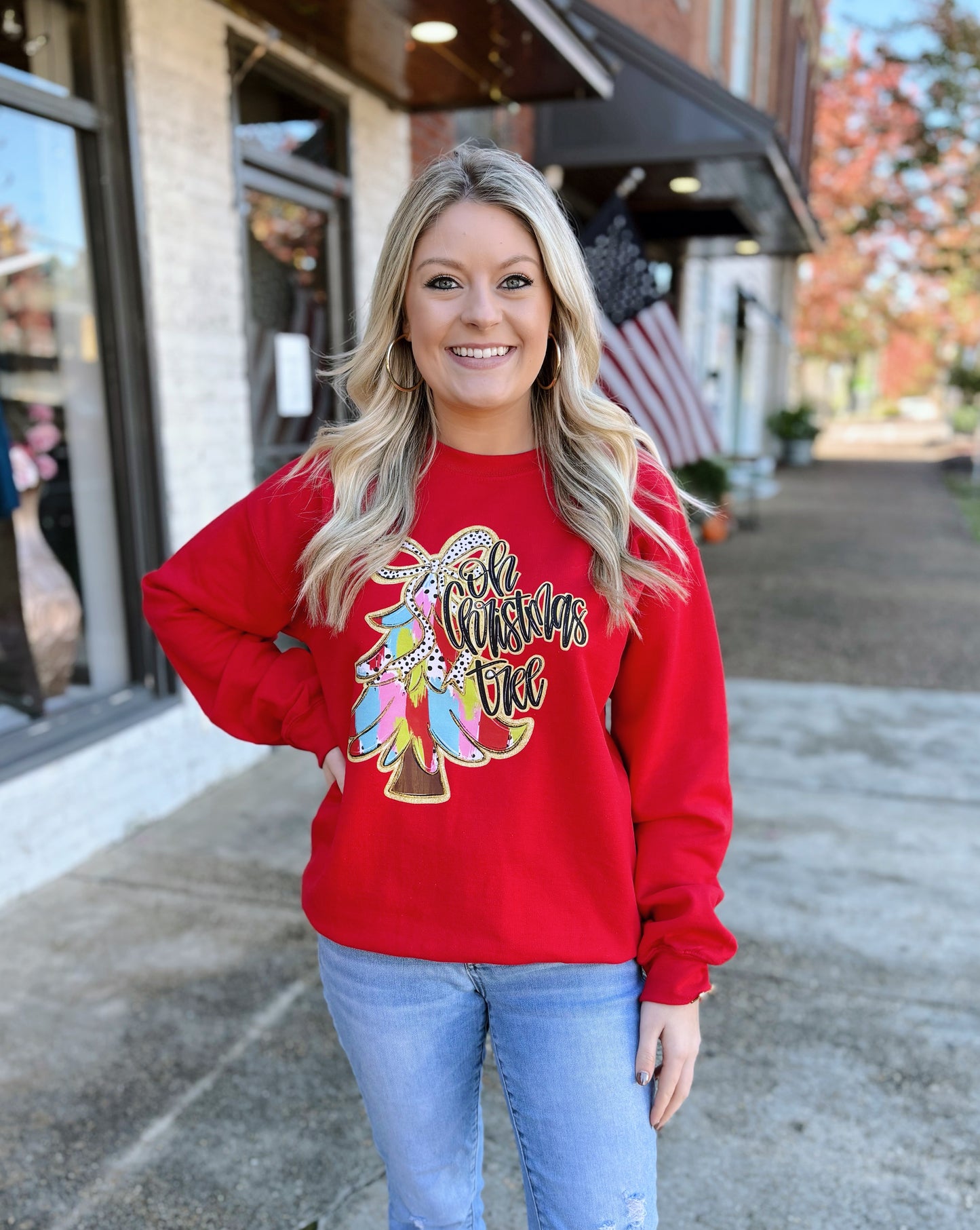 Red Oh Christmas Tree Sweatshirt