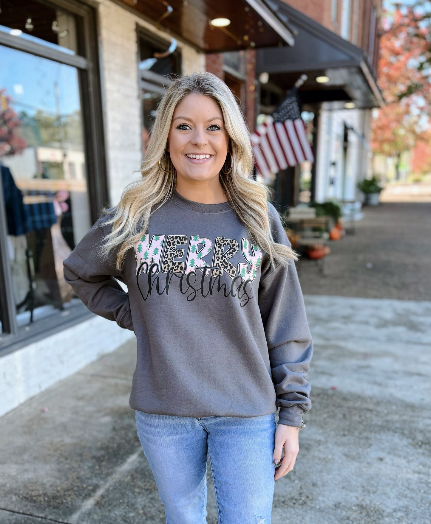 Gray Merry Christmas Sweatshirt