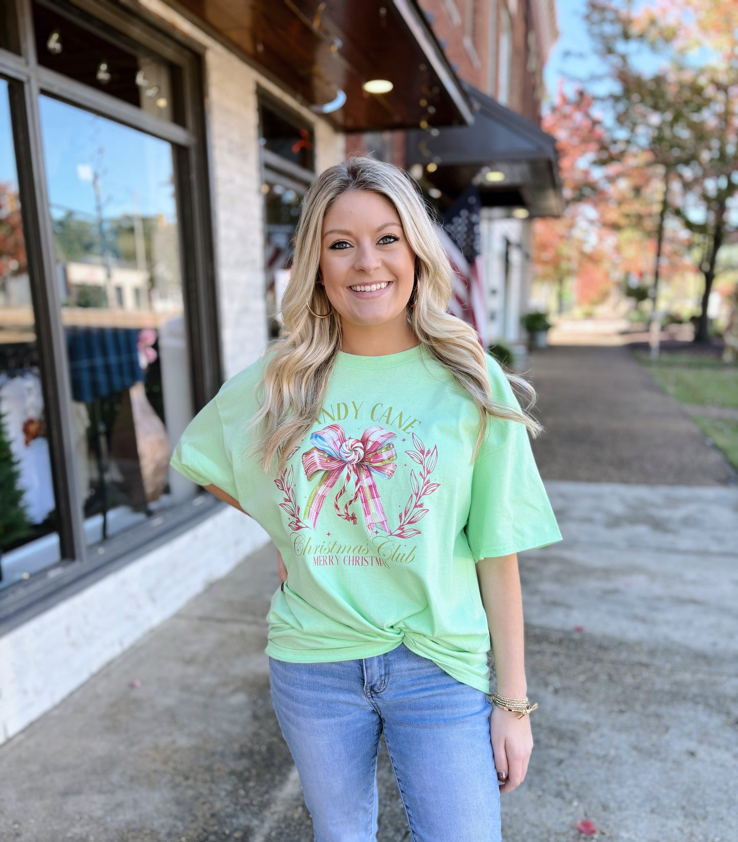 Green Candy Cane Christmas Club Tee