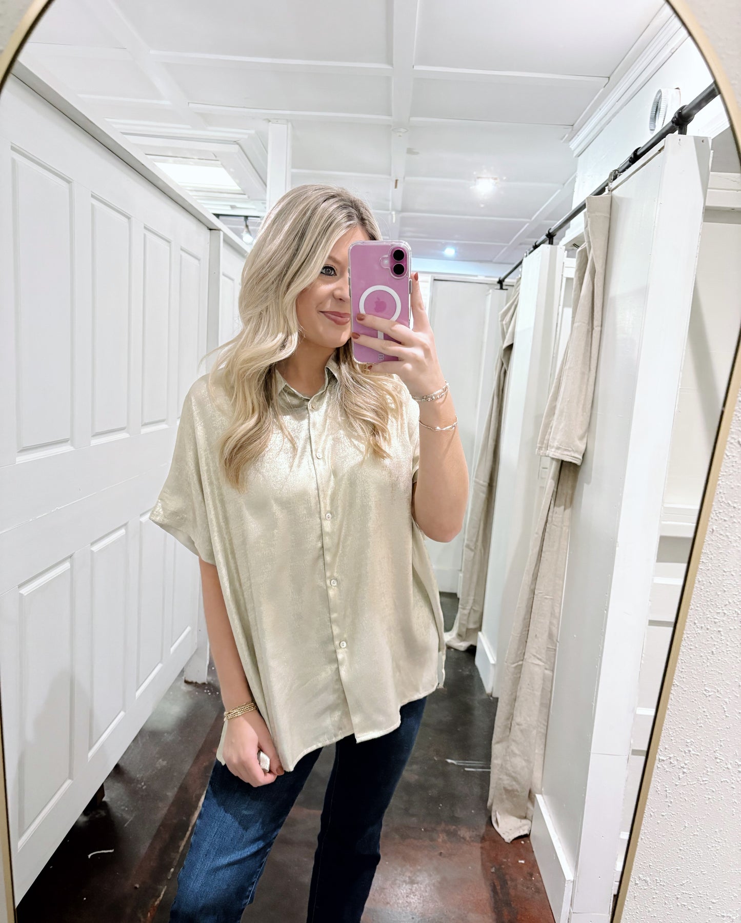 Metallic Collared Neck Blouse