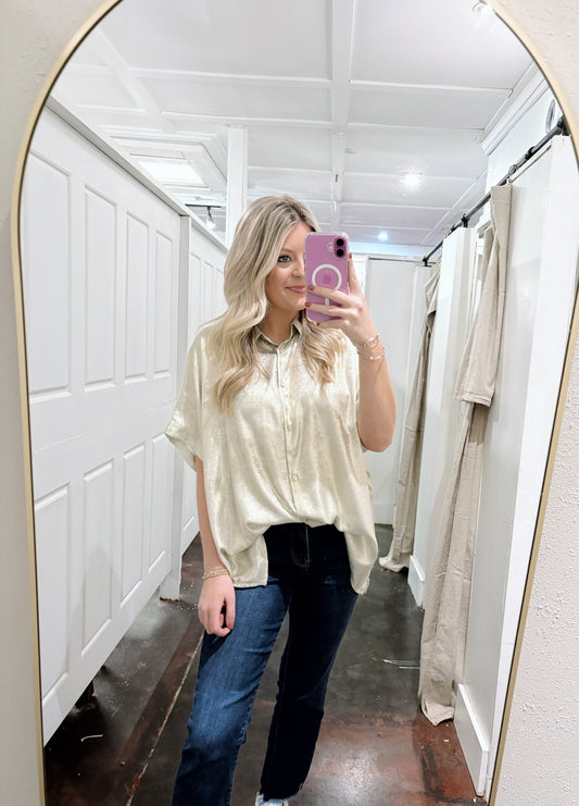 Metallic Collared Neck Blouse