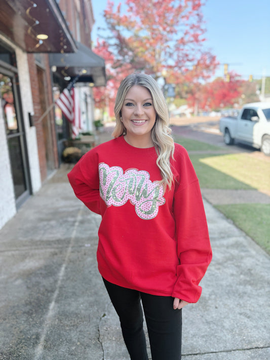 Red Pink Merry Sweatshirt