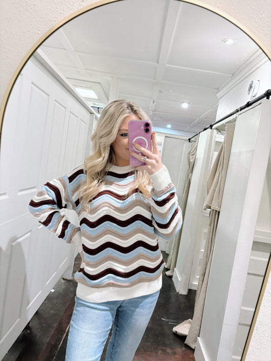 Wavy Multi-Color Knit Sweater