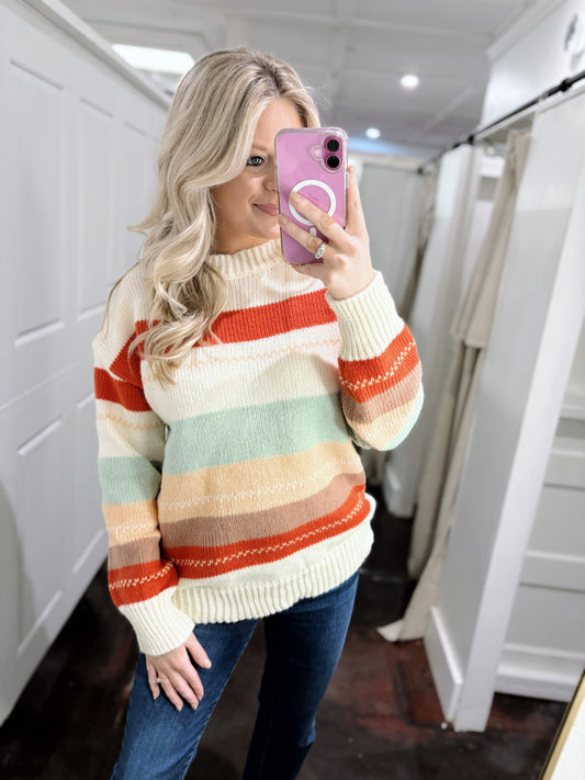 Autumn Striped Color Block Sweater