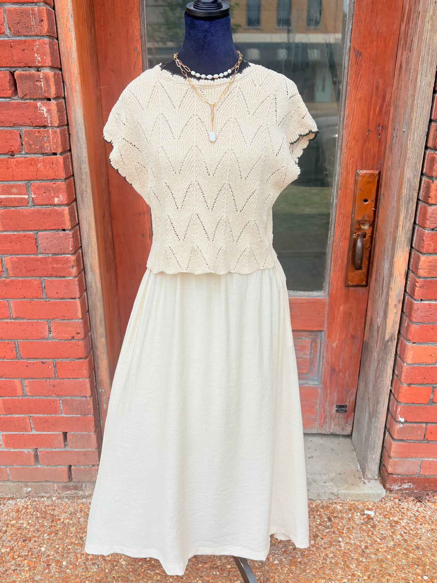 Taupe and Black Maxi Dress