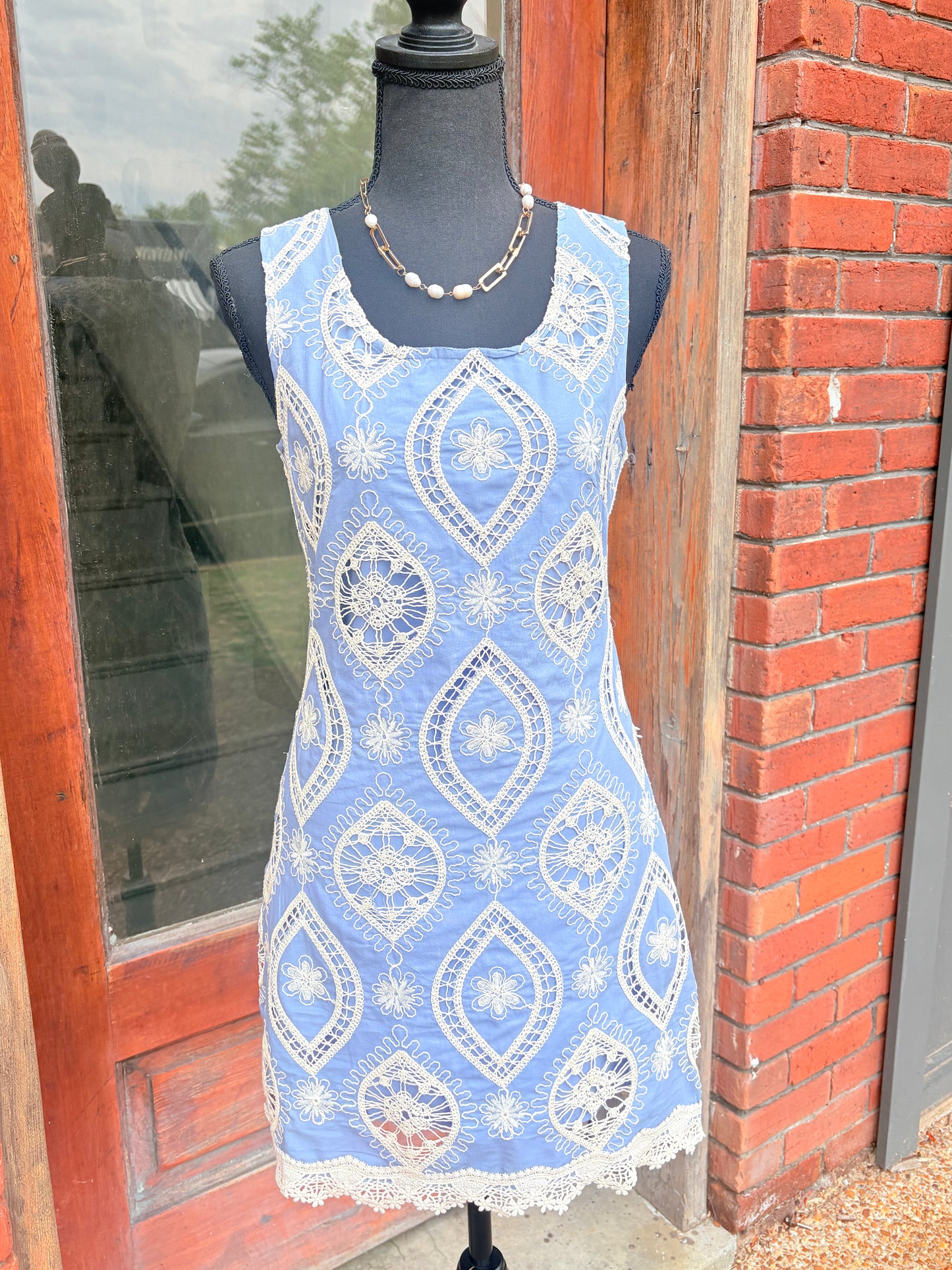 Light Blue Embroidered Dress