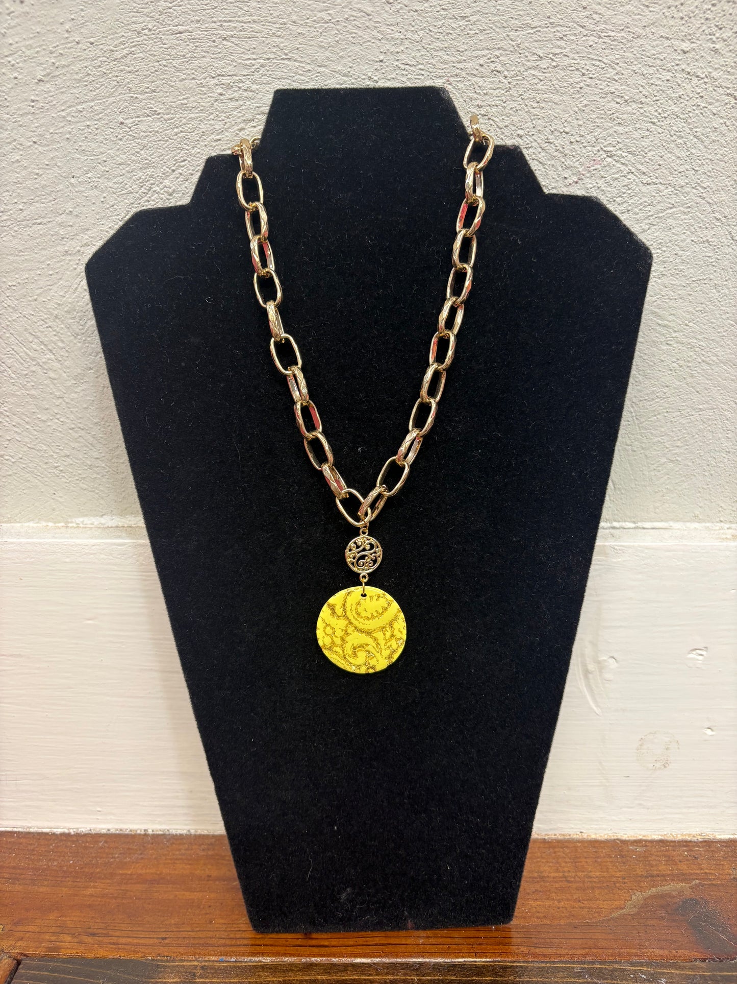 Golden Paisley Charm Necklace