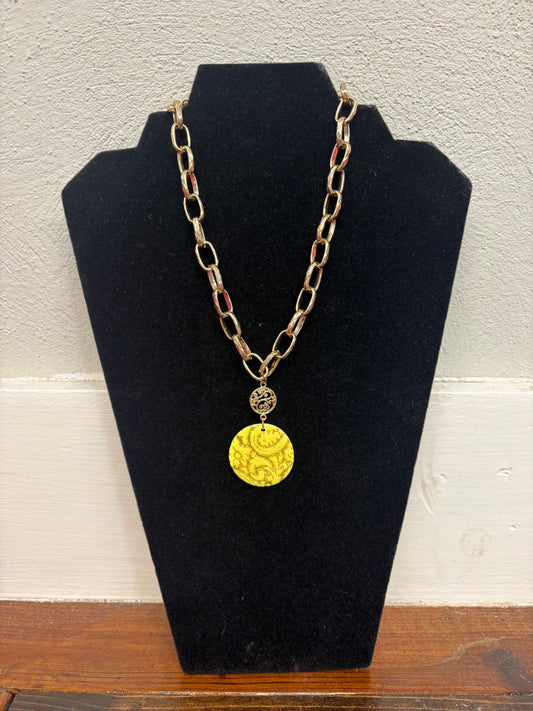 Golden Paisley Charm Necklace