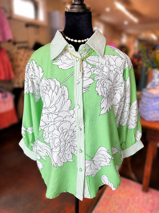 Sage Mix Floral Print Blouse