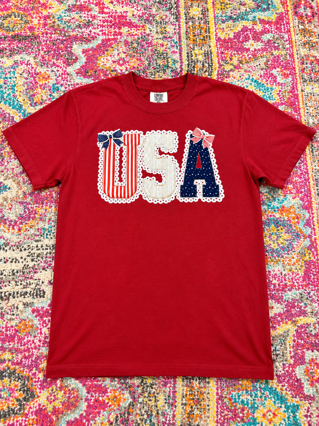 Red Lace & Bow Tee
