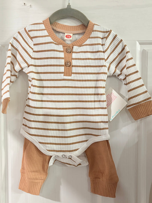 Baby Boy Stripe Ribbed Onesie and Pants