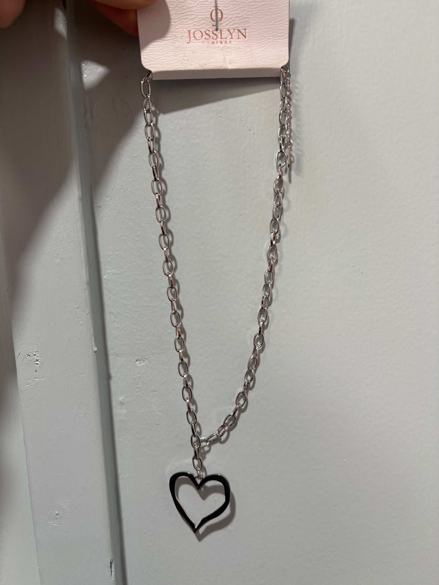 18K Stainless Steel Silver Heart Chain Necklace