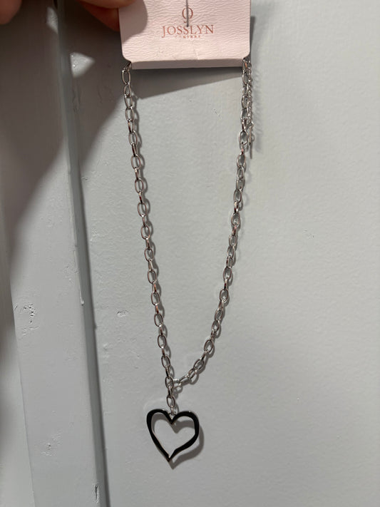 18K Stainless Steel Silver Heart Chain Necklace