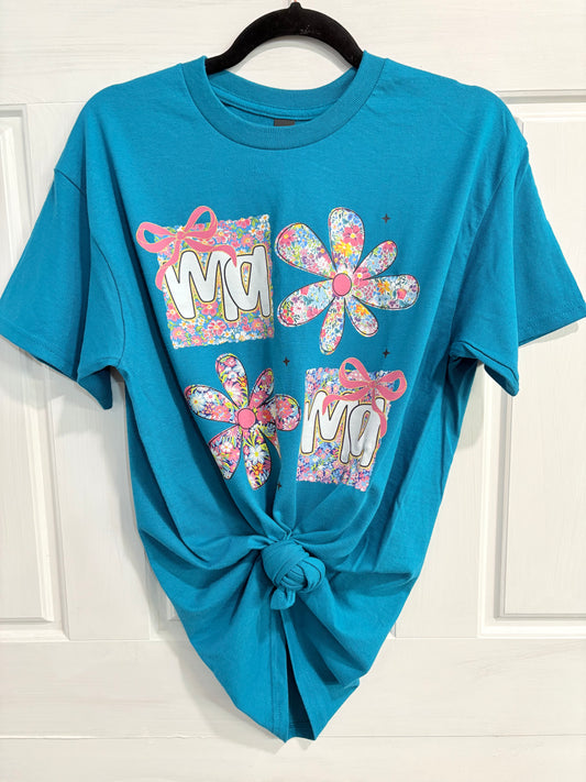 Teal Mama Floral Tee