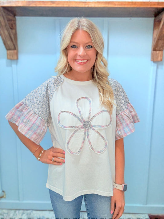 Contrast Color Block Short Sleeve Top
