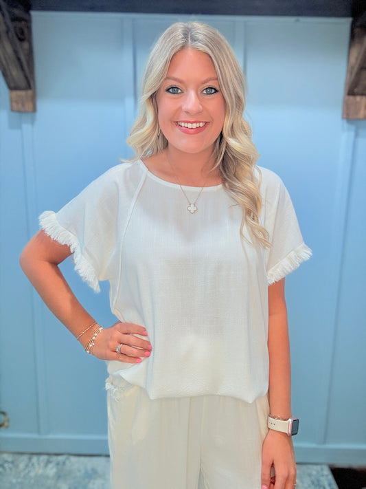 Umgee White Linen Top