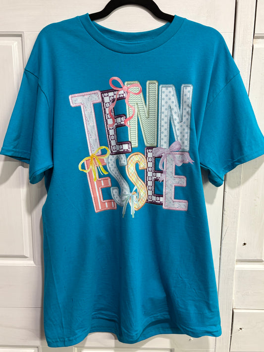 Teal Quilted Tennessee Tee