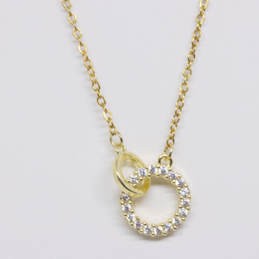 CZ Circle with Small Gold Circle Pendant