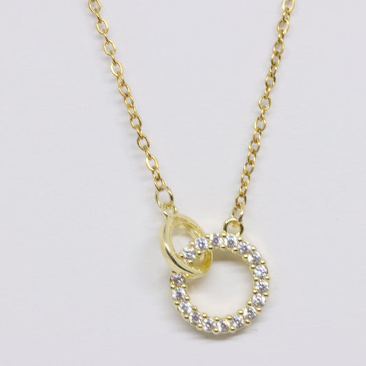 CZ Circle with Small Gold Circle Pendant