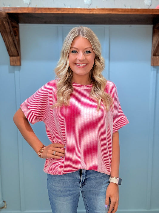 Hot Pink Ribbed Top
