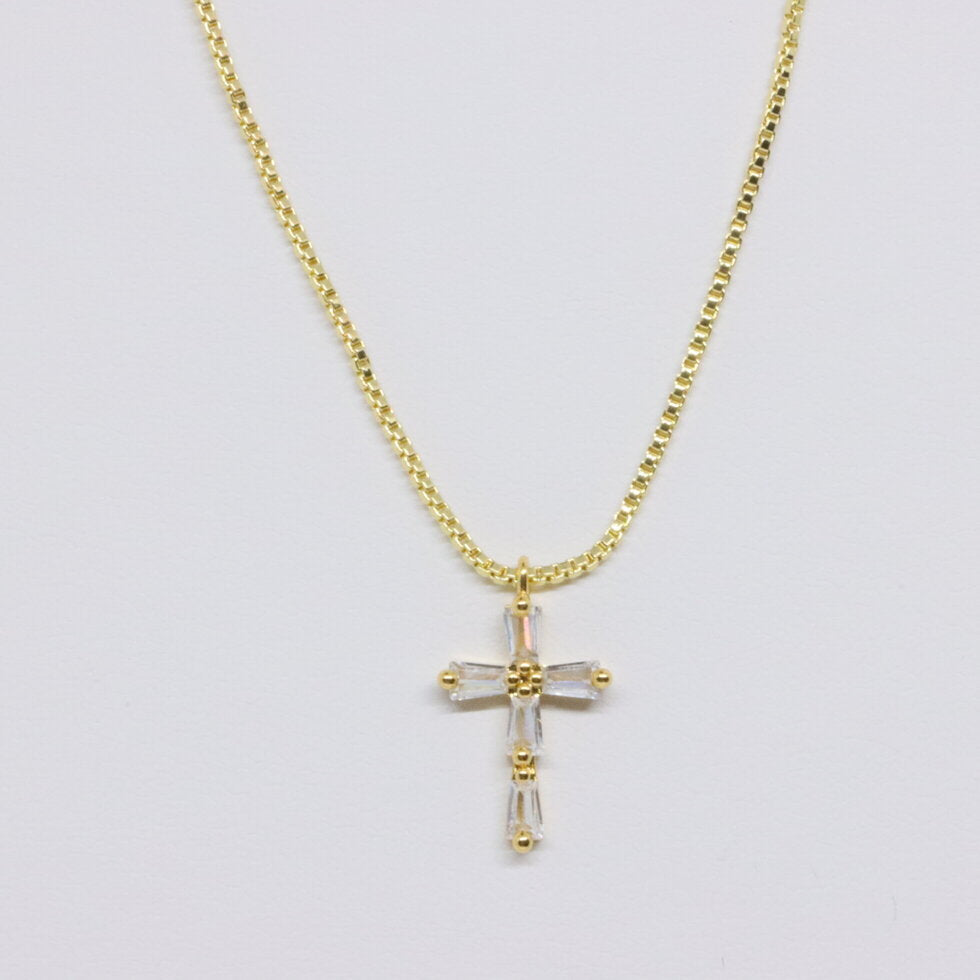 Gold Cross Necklace on Gold Chain