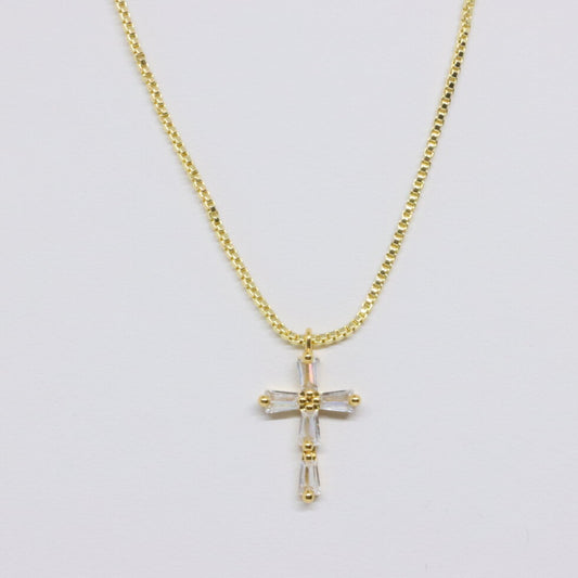 Gold Cross Necklace on Gold Chain