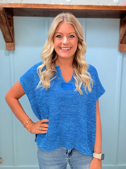 Deep Sky Sleeveless Knit Sweater
