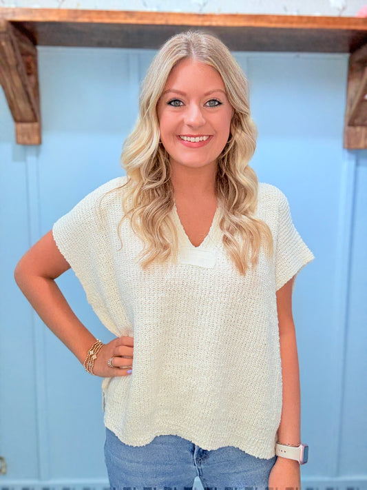 Ivory Sleeveless Knit Sweater