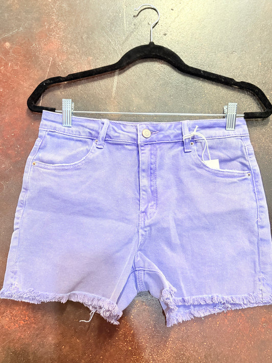 Violet Acid Wash Hem Shorts