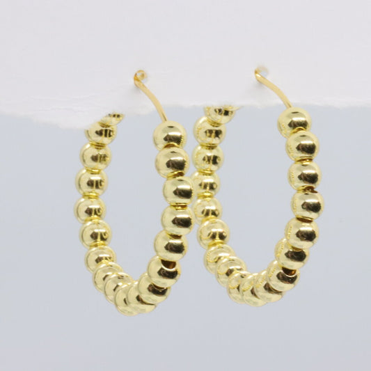 Gold Hoops 3mm Gold Beads