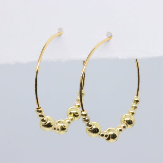 Gold Hoops with 3mm and 2mm Beads