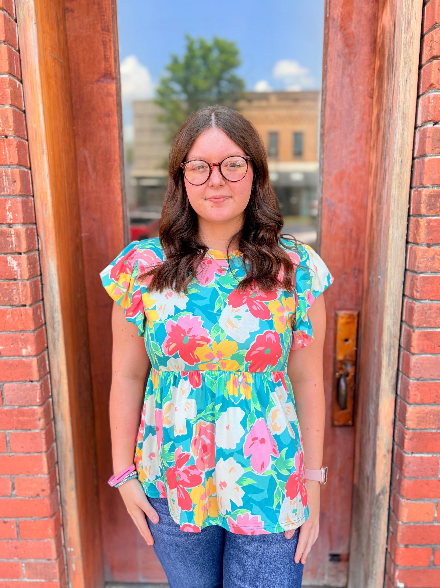 Mint Floral Top
