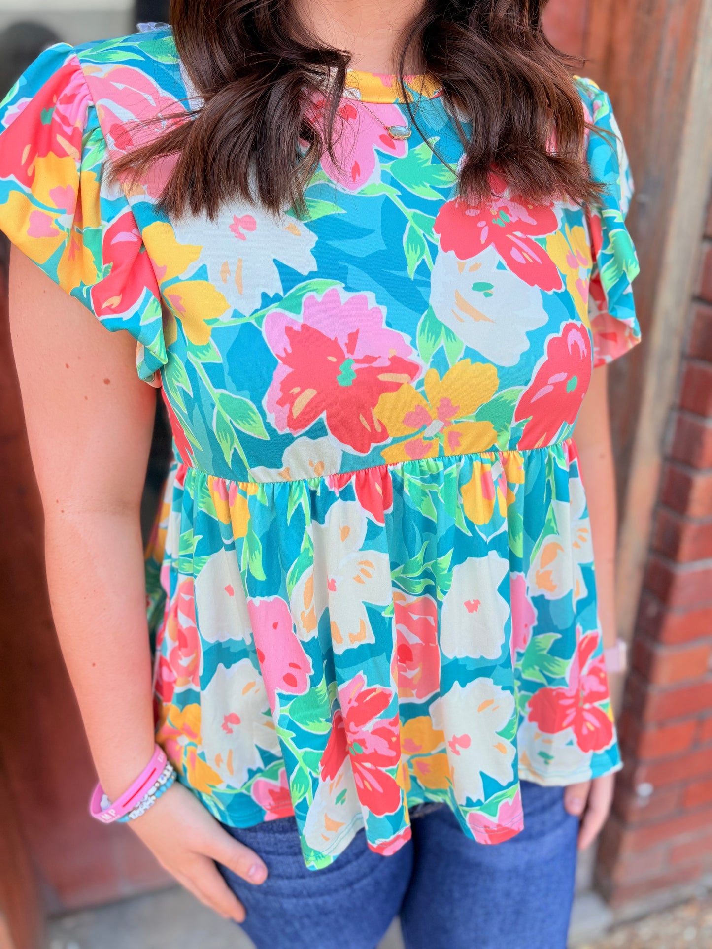 Mint Floral Top