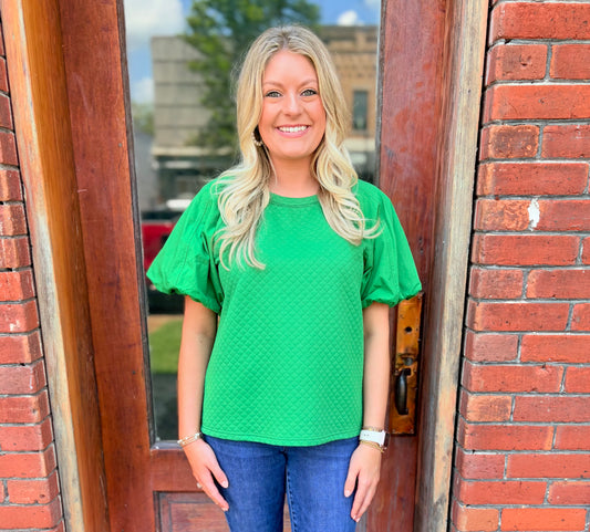 Kelly Green Embossing Textured Top