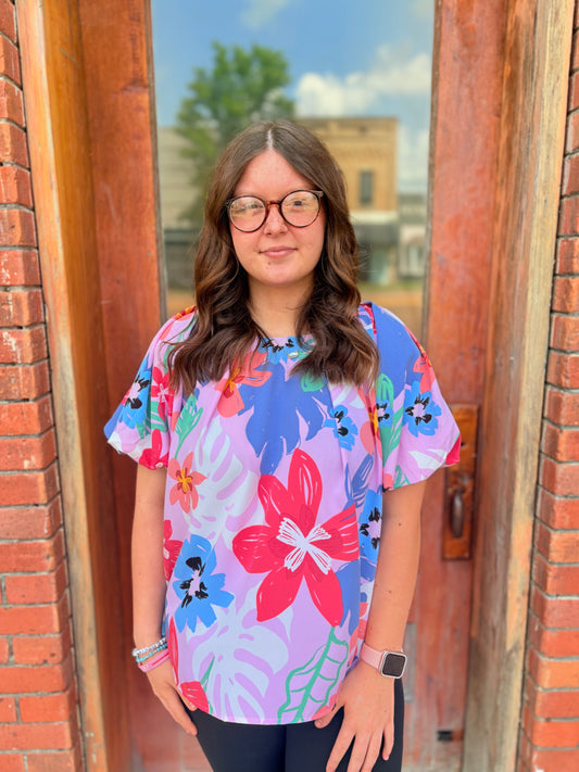 Light Mauve Floral Print Top