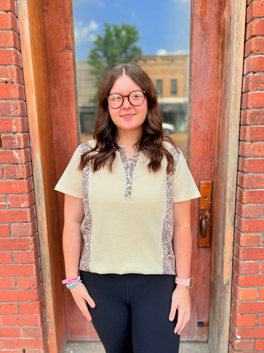 Cream Animal Print Top