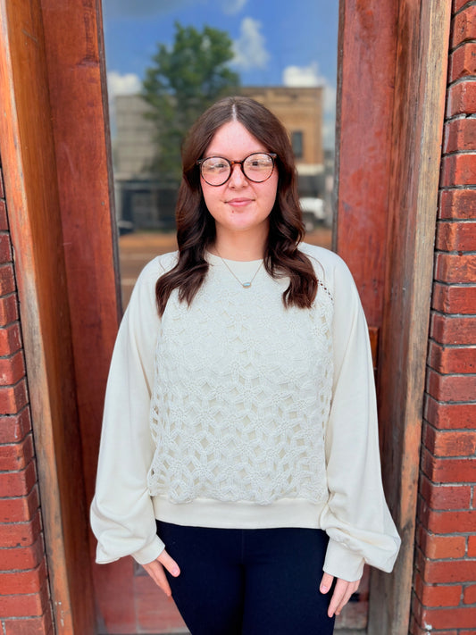 Long Raglan Sleeve Lace Detailed Sleeve