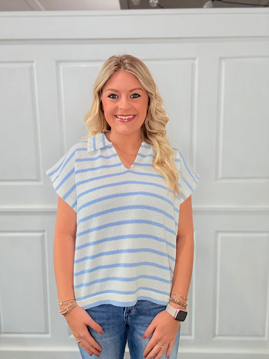 Light Blue Stripe Color Top