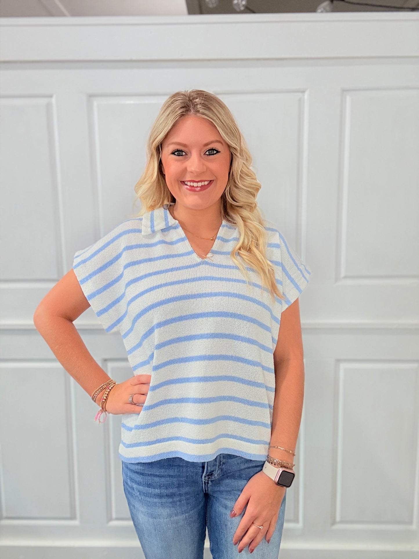 Light Blue Stripe Color Top